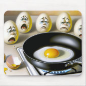 Trieste eieren kijken naar ei in koekenpan muismat (Voorkant)