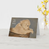 trieste Golden Retriever late verjaardag Kaart (Gele Bloem)