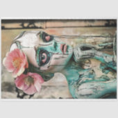 Trieste Gotische Gargoyle met Bloemen Kroon Decoup Tissuepapier (Voorkant)