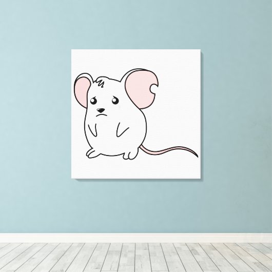 Trieste huilen huilen witte muis Kaart stempel lab Canvas Afdruk (Insitu (Houten vloer))