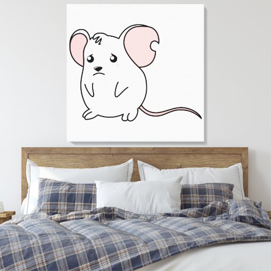 Trieste huilen huilen witte muis Kaart stempel lab Canvas Afdruk (Insitu (Slaapkamer))