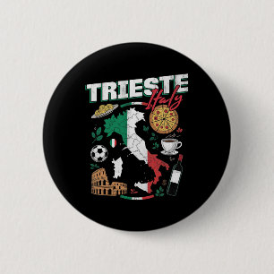 Trieste Italië Italia Italiaanse Vlag Kaart Souven Ronde Button 5,7 Cm