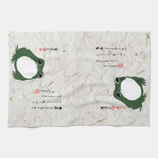 Trieste japanse kikker Toad 19e eeuw Theedoek (Horizontaal)