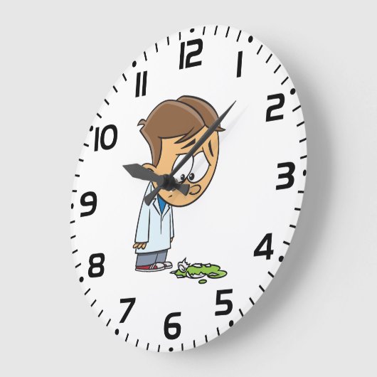 Trieste Jongen Wetenschapper met Gebroken Experime Grote Klok (Hoek)