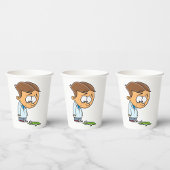 Trieste Jongen Wetenschapper met Gebroken Experime Papieren Bekers