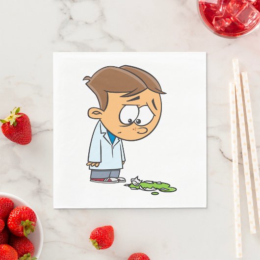 Trieste Jongen Wetenschapper met Gebroken Experime Servet