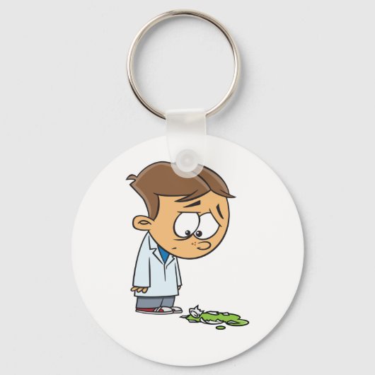 Trieste Jongen Wetenschapper met Gebroken Experime Sleutelhanger (Voorkant)