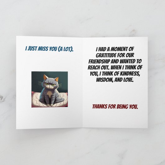 Trieste kat denken aan jou kaart (Binnen)