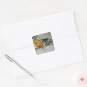 Trieste kat in bed vierkante sticker (Envelop)