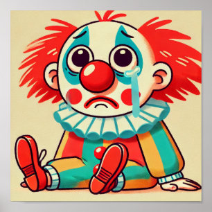 Trieste kleine Schattigee Cartoon clown huilen Poster