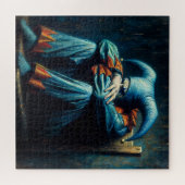 Trieste nar zit op de stoel legpuzzel (Horizontaal)