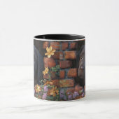 Trieste puppy in regen en bakstenen muurontwerp -  mok (Midden)