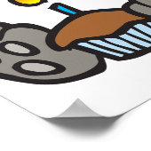 Trieste verjaardag Cartoon met cupcake Poster (Hoek)