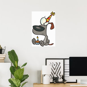 Trieste verjaardag Cartoon met cupcake Poster