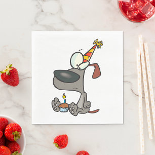 Trieste verjaardag Cartoon met cupcake Servet