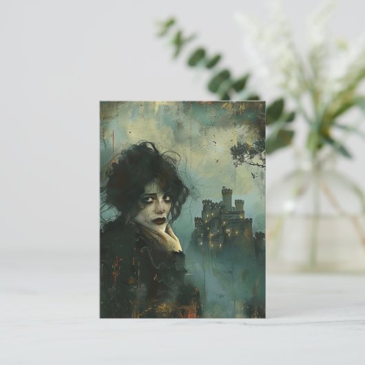 Trieste vrouw in het kasteel briefkaart (Staand voorkant)