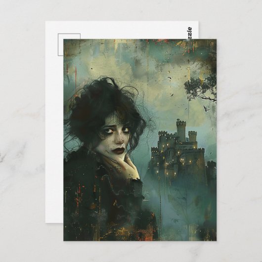 Trieste vrouw in het kasteel briefkaart (Voorkant / Achterkant)