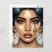  trieste vrouw met gouden scheur briefkaart (Voorkant / Achterkant)