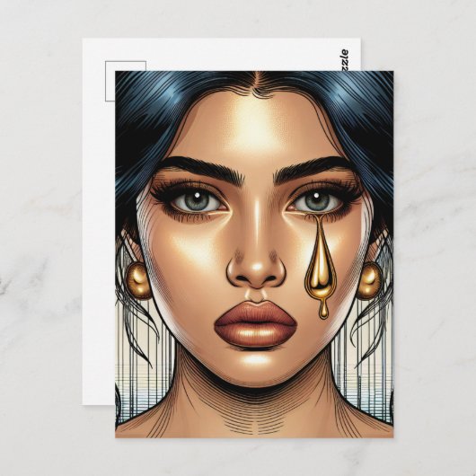 trieste vrouw met gouden scheur briefkaart (Voorkant / Achterkant)