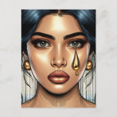 trieste vrouw met gouden scheur briefkaart (Voorkant)