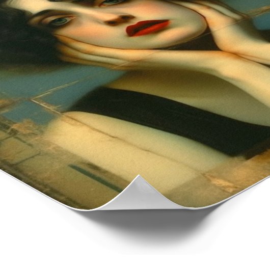 Trieste vrouw met haar handen op haar gezicht poster (Hoek)