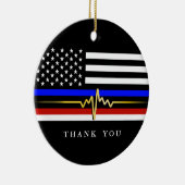 Trifecta-vlag voor de openbare dienst | Patriottis Keramisch Ornament (Rechts)