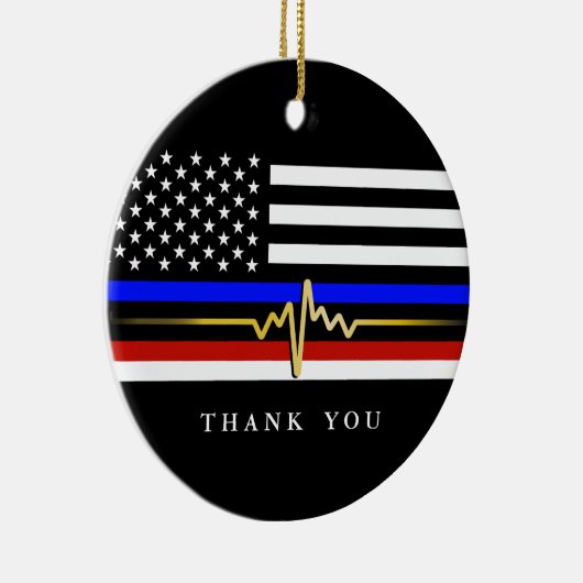 Trifecta-vlag voor de openbare dienst | Patriottis Keramisch Ornament (Rechts)