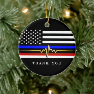 Trifecta-vlag voor overheidsdiensten Patriottisc Keramisch Ornament