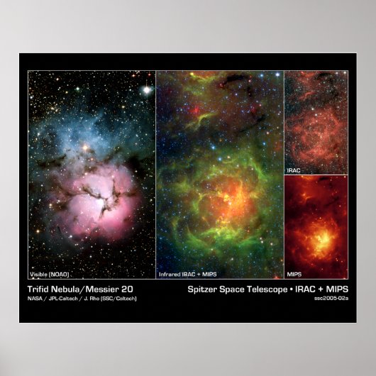 Trifid Nebula (Messier 20) - Spitzer Telescope Poster (Voorkant)