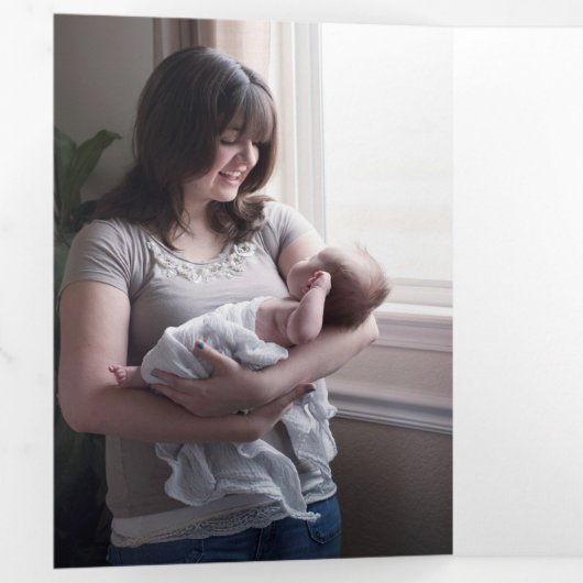 Trifold 4 Foto Evergreen Tree Waterverf Kaart (Binnenzijde eerst)