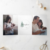 Trifold 4 Foto Evergreen Tree Waterverf Kaart (Binnen)