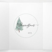 Trifold 4 Foto Evergreen Tree Waterverf Kaart (Binnenkant midden)