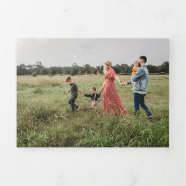 Trifold 4 Foto Kerst Kaart Waterverf Monogram