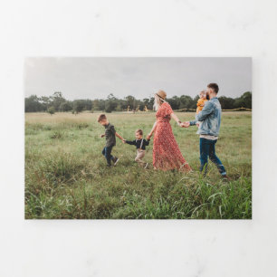 Trifold 4 Foto Kerst Kaart Waterverf Monogram