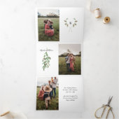 Trifold 4 Foto Kerst Kaart Waterverf Monogram (Binnen)