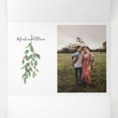 Trifold 4 Foto Kerst Kaart Waterverf Monogram (Binnenkant midden)