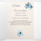 Trifold Blauw Bloemen Aquarel Huwelijksuitnodiging Drieluik Uitnodiging (Binnenkant midden)
