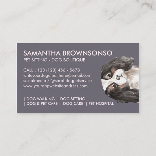 Trifold cavalier koning Charles hond Visitekaartje (Achterkant)