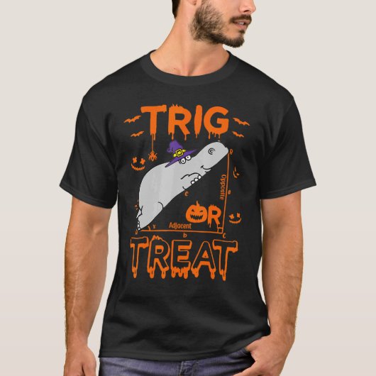 Trig of Treat Hippopotamus Wiskunde Teacher Costum T-shirt (Voorkant)