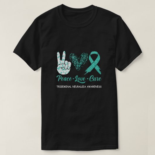 Trigeminal Neuralgia Awareness Peace Love Cure Leo T-shirt (Design voorkant)
