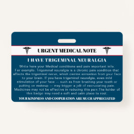 Trigeminale Neuralgia Emergency Medical Card Badge