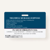 Trigeminale Neuralgia Emergency Medical Card Badge (Achterkant)
