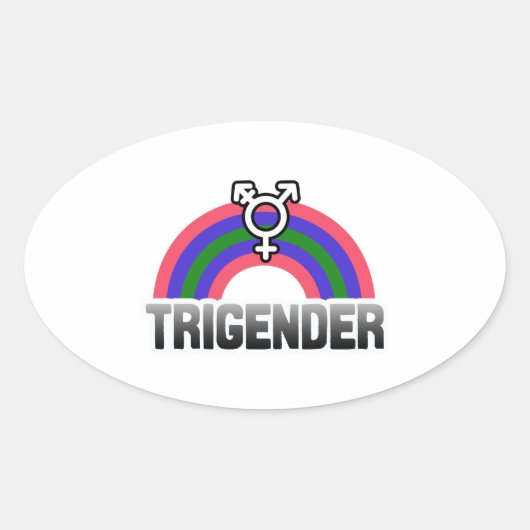 Trigender Pride Ovale Sticker (Voorkant)