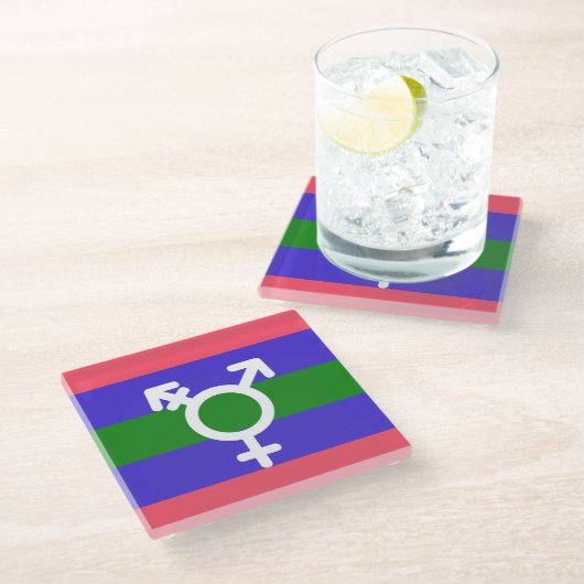 Trigender trots glazen onderzetter (Schuin)