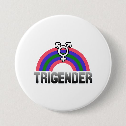 Trigender trots ronde button 7,6 cm (Voorkant)