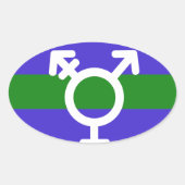 TRIGENDER VLAG EN SYMBOOL OVALE STICKER (Voorkant)