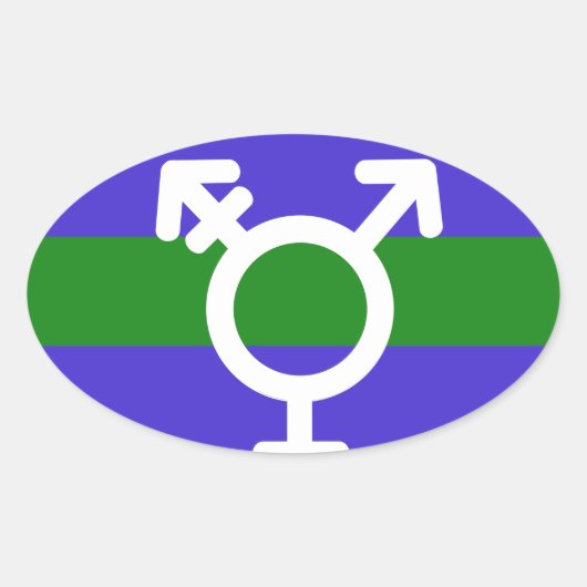 TRIGENDER VLAG EN SYMBOOL OVALE STICKER (Voorkant)