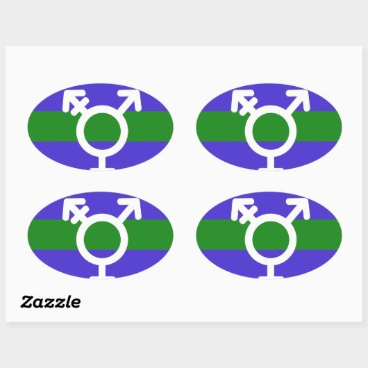 TRIGENDER VLAG EN SYMBOOL OVALE STICKER (Vel)