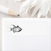  Trigger Fish Antiek Hawaiian Print Etiket (Insitu)