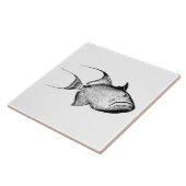  trigger vis Antiek Hawaiian print blanco Tegeltje (Zijkant)